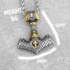 Men's Stainless Steel Thor's Hammer Viking Necklace Triangle Rune Keel Charm Fashion Pendant Necklace Amulet Jewelry