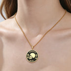 Memento Mori Stoic Pendant Necklace for Men Women Double Sided Engraved Stainless Steel Chain Motivational Stoicism