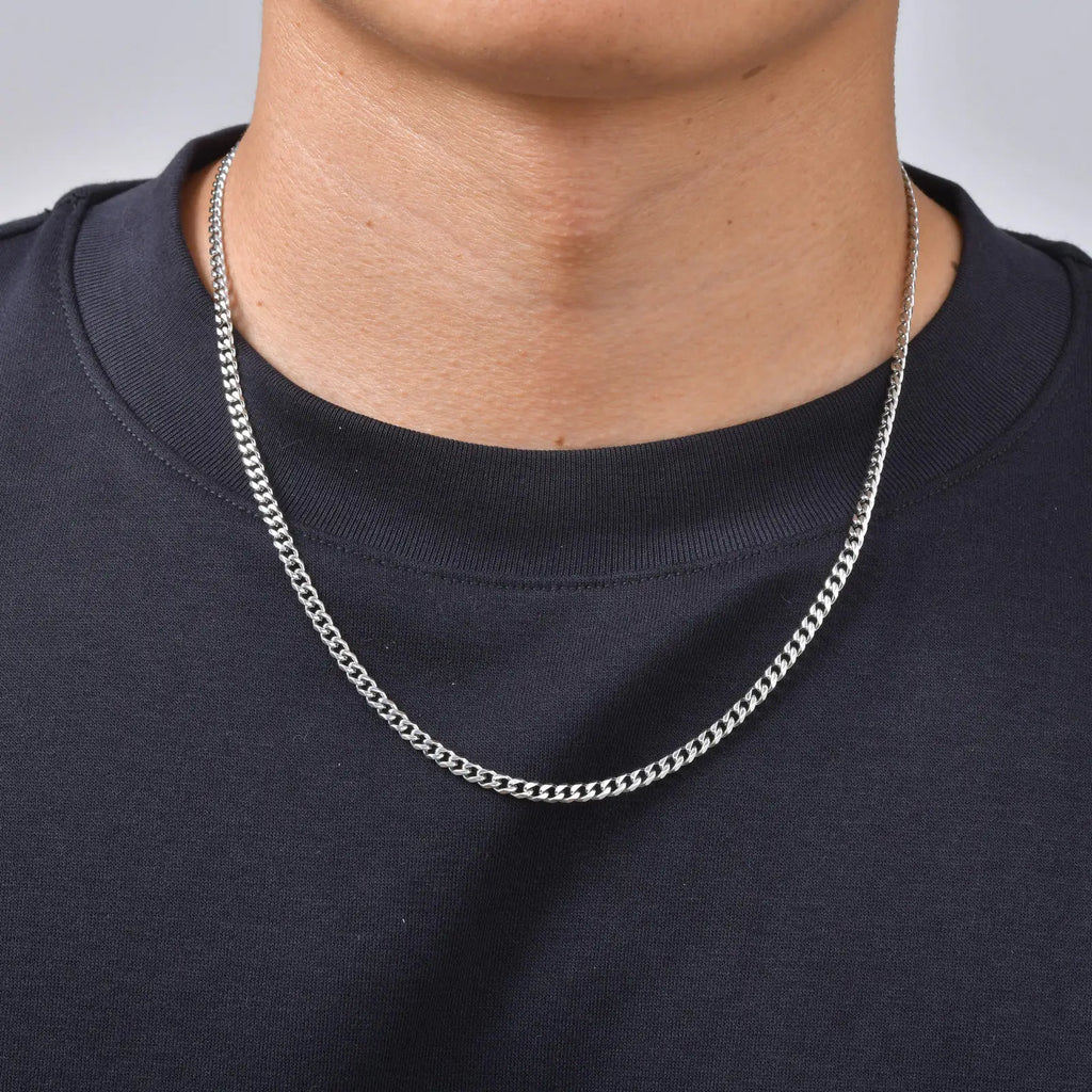 Braided Link Chain Choker Necklace — Stainless Steel
