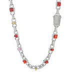 Gold Iced Out Heart Cuban Chain Necklace Colorful