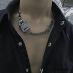 HANGZHI 2021 NEW Hip Hop Punk Titanium Steel Street Men and Women Letters Metal Safety Buckle Necklace Fashion Jewelry