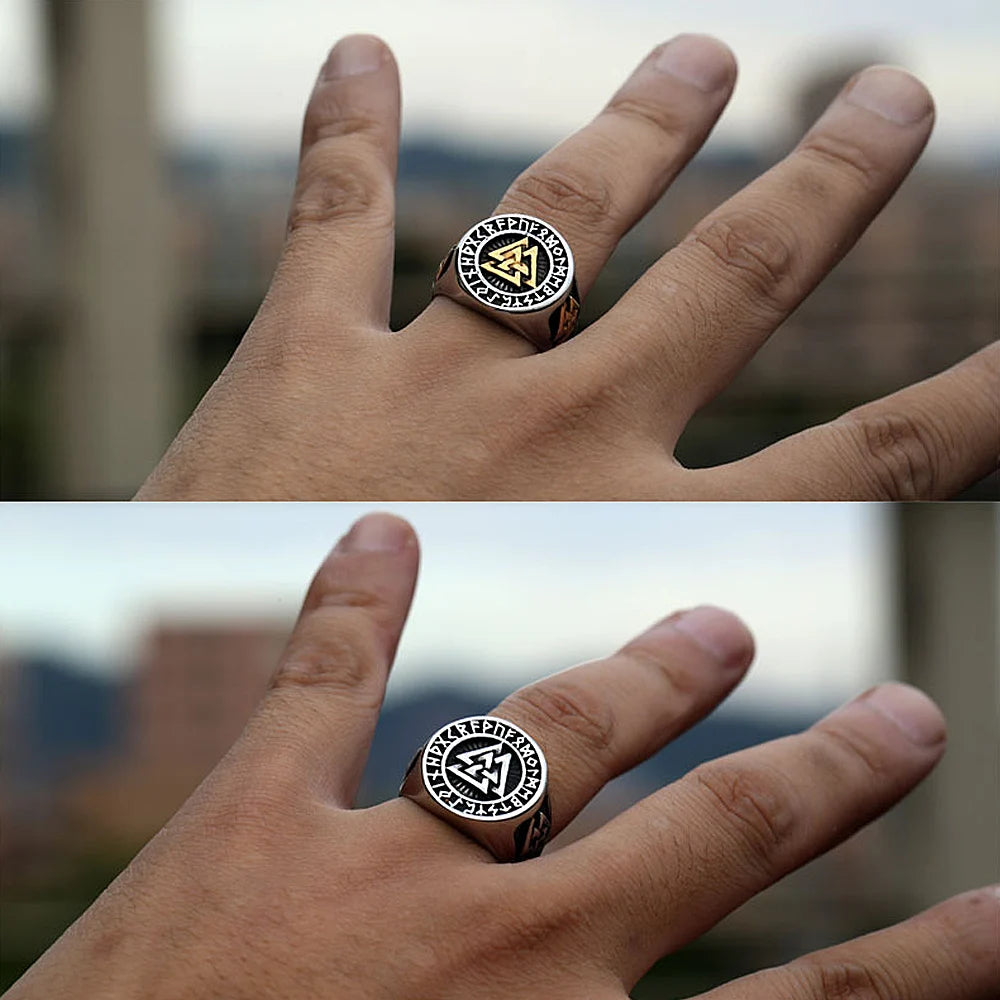 Creative Vintage Stainless Steel Viking Valknut Ring Men Boy Nordic Irish Celtics Knot Ring Biker Amulet Jewelry Gift Rings