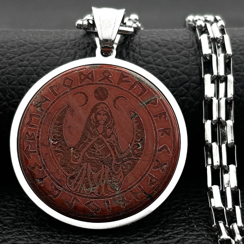 Viking Steel Pendant Witch Triple Moon Goddess