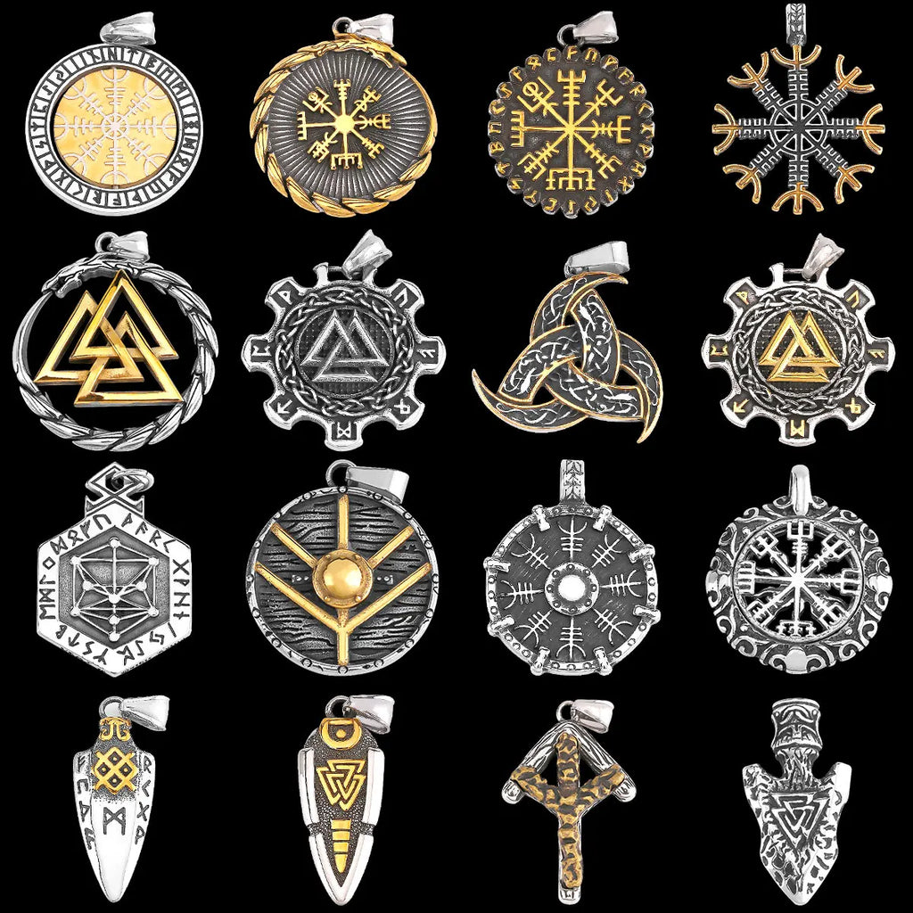 Odin Rune Vegvisir Pendant Necklace — Stainless Steel