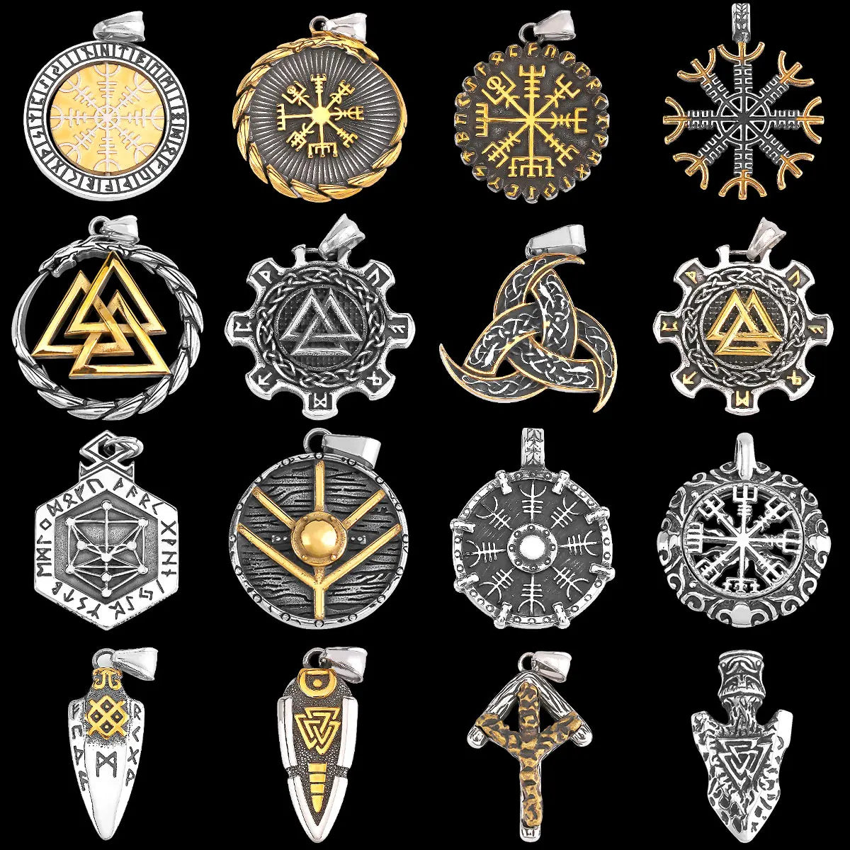 Odin Rune Vegvisir Pendant Necklace — Stainless Steel