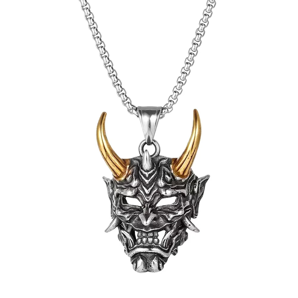 Vintage Stainless Steel Bull Head Skull Pendant Necklace Men Biker Animal Skull Bull Necklace Gothic Jewelry Gift
