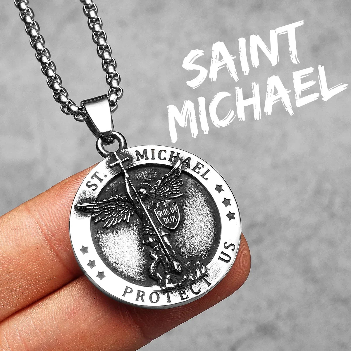 Arch Angel St.Michael Men Necklaces Stainless Steel Pendant Chain Powerful Amulet Vintage Cool Women Jewelry Gifts