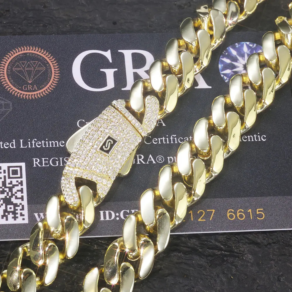 Two-Tone Cuban Chain Necklace VVS Moissanite
