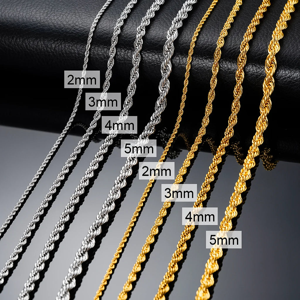 Twist Rope Chain Necklace — Stainless Steel