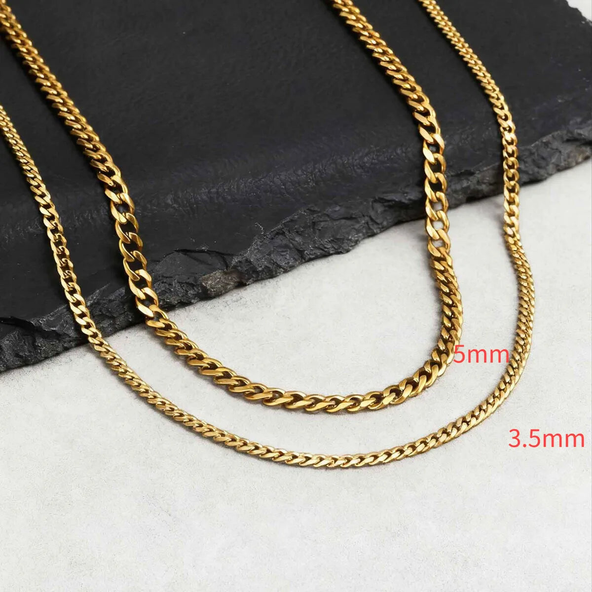 Two-Tone Cuban Box Rope Chain Necklace Set
