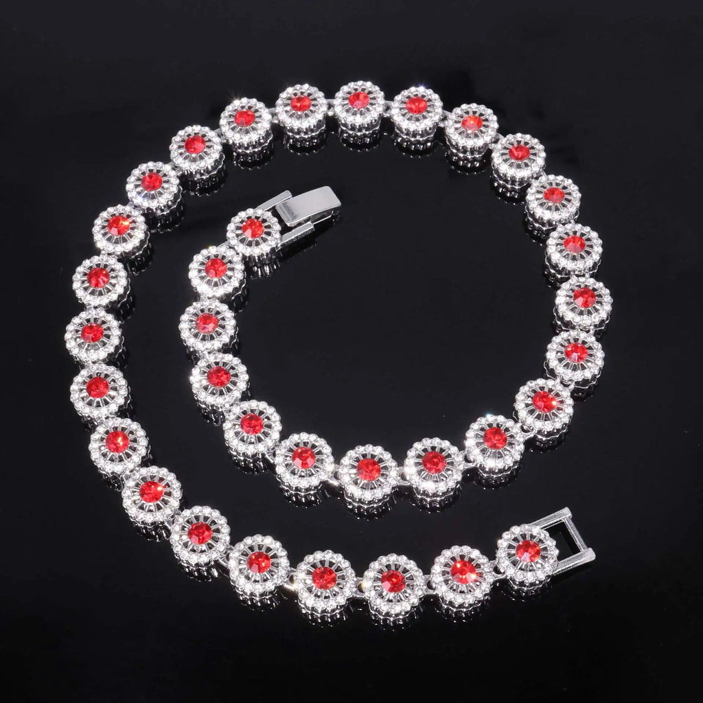 Iced Out Gold-Tone Cuban Chain Necklace Bracelet Set