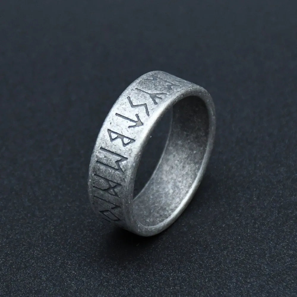 Viking Futhark Runes Vegvisir Ring for Men — Stainless Steel