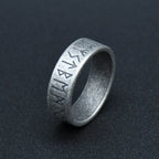 Viking Futhark Runes Vegvisir Ring for Men — Stainless Steel