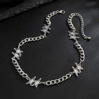 Grooved Five-Point Star Chain Necklace — Silver