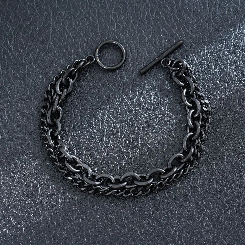 New Stylish Black Metal Chain Bracelets for Men Women Multiple Designs Punk Gothic 316L Stainless steel Jewelry Gift