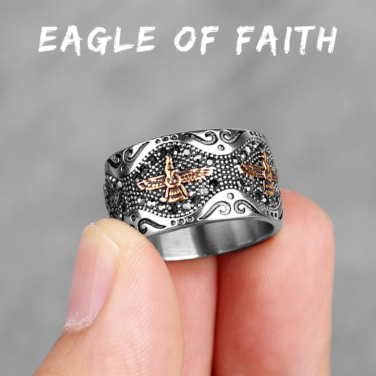 Ancient Historical Persia Zarathustra Stainless Steel Men Rings Luxury Punk HipHop for Biker Jewelry Creativity Gift