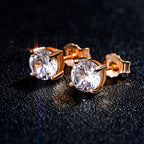 Iced Out Round Zircon Stud Earrings Stainless Steel
