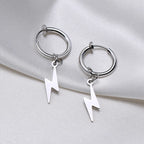 Lightning Bolt Huggie Earrings — Silver