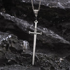 Sword and Cross Dagger Pendant Necklace — Two-Tone