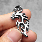 Tribal Dragon Pendant Necklace — Stainless Steel