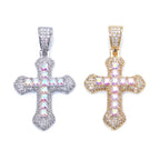 Cross Pendant Necklace Iced Out Colored CZ