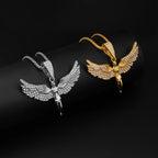 Fashion Zinc Alloy Paved Rhinestone Phoenix Necklace for Women Inspirational Bird of Wonder Necklace Women Inspitual Jewelry