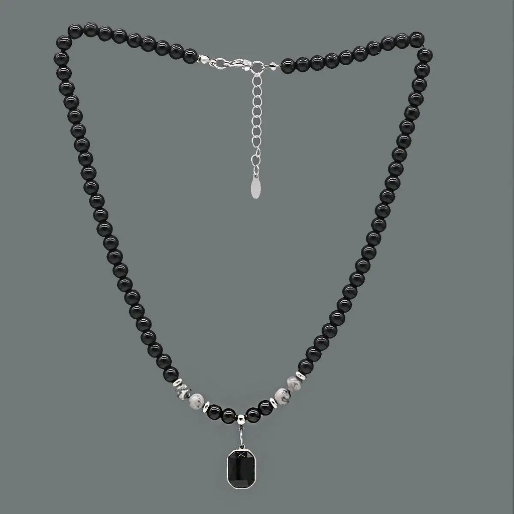 Iced Out Tiger Black Pendant Eye Rosary Crystal