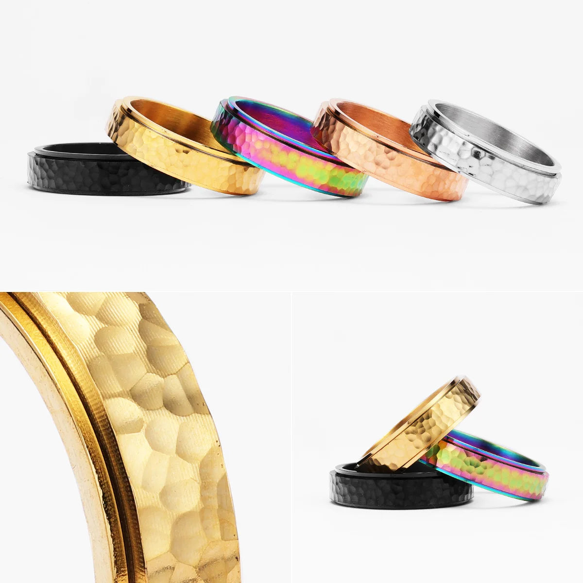 Meteorite Fidget Spinner Ring — Stainless Steel