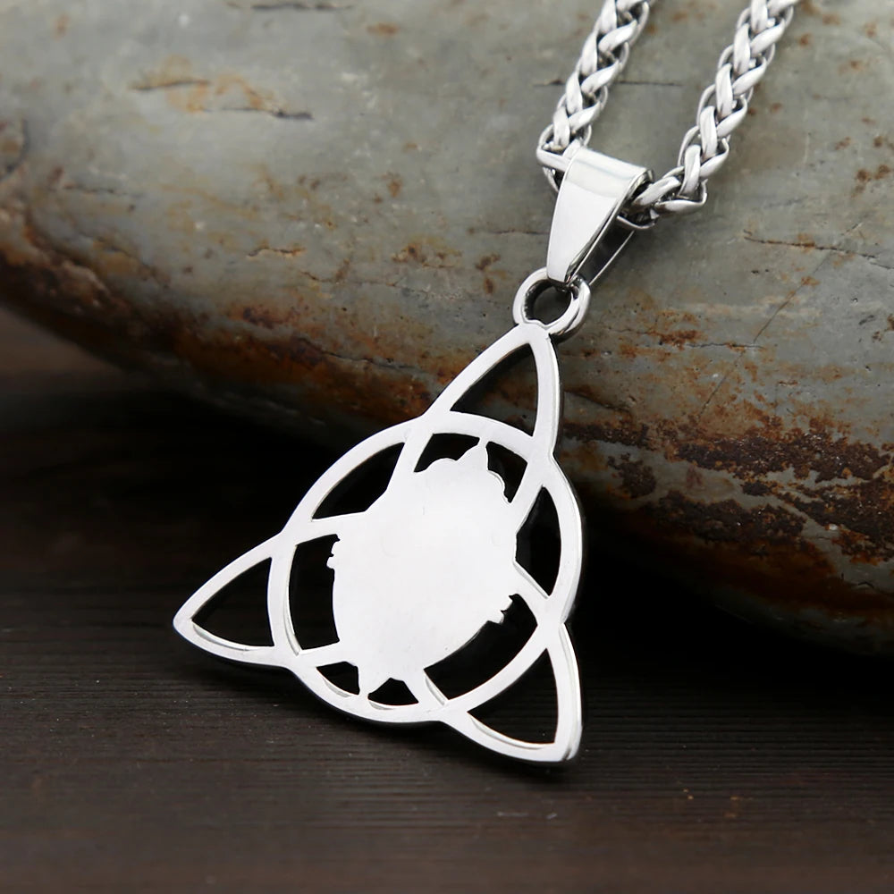Trinity Opal Knot Pendant — Stainless Steel