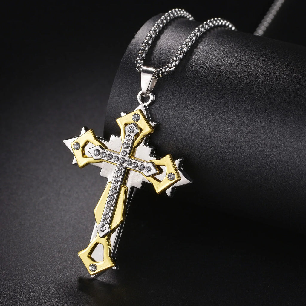 Christian Jesus Cross Necklace For Women Men Stainless Steel Chains Choker Religion Pendants Jewelry Prayer Baptism Gift