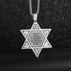 Hamsa Hands of Fatima Hebrew Pendant Stainless Steel Jerusalem Star of David Necklace Women's Jewish Jewelry