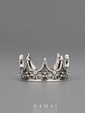 DAMAI Gothic Style Adjustable Open Crown Ring for Men Dark Black Personality Ring Finger Accessory Fashionable Jewelry