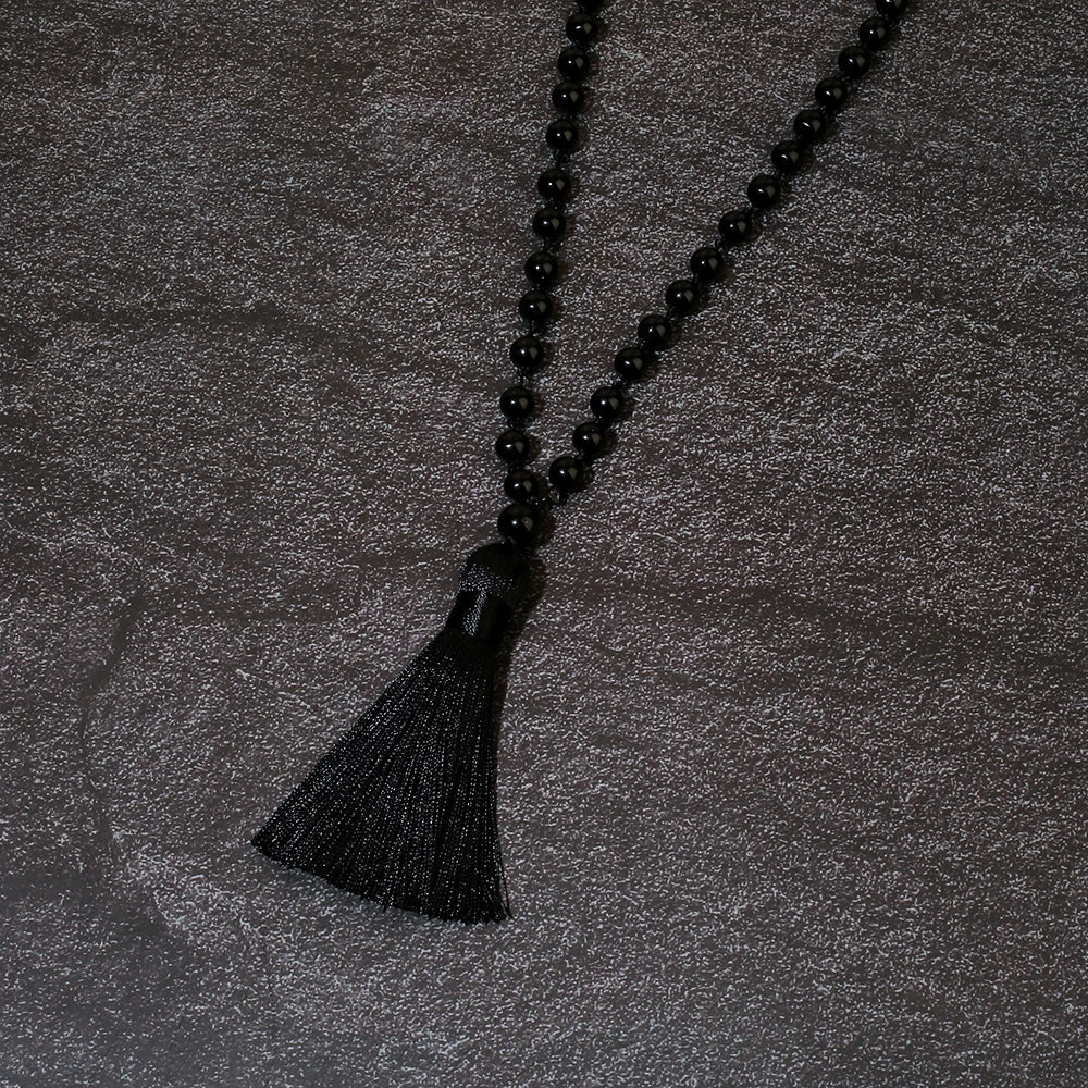 8mm Black Onyx 108 Mala Bead Necklace for Meditation Yoga Prayer Jewelry for Men and Women