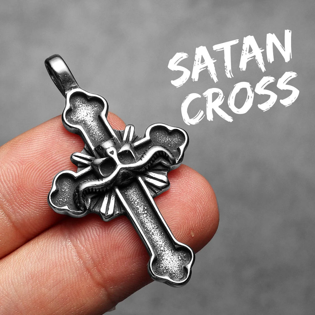 Satan Cross Pendant Necklace — Stainless Steel