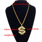 Fashion 18K Golden Plated Hip Hop Rock Necklace Stainless Steel US Dollar Money Sign Pendant Necklace Mens Women