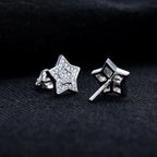 Iced Out Star Stud Earrings — 925 Silver