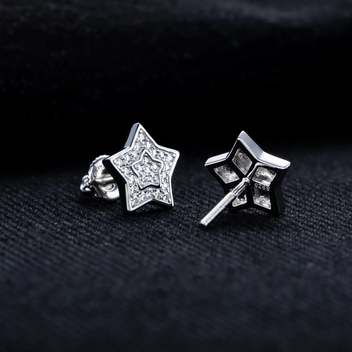 Iced Out Star Stud Earrings — 925 Silver