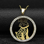 Iced Out Schnauzer Dog Pendant — Silver