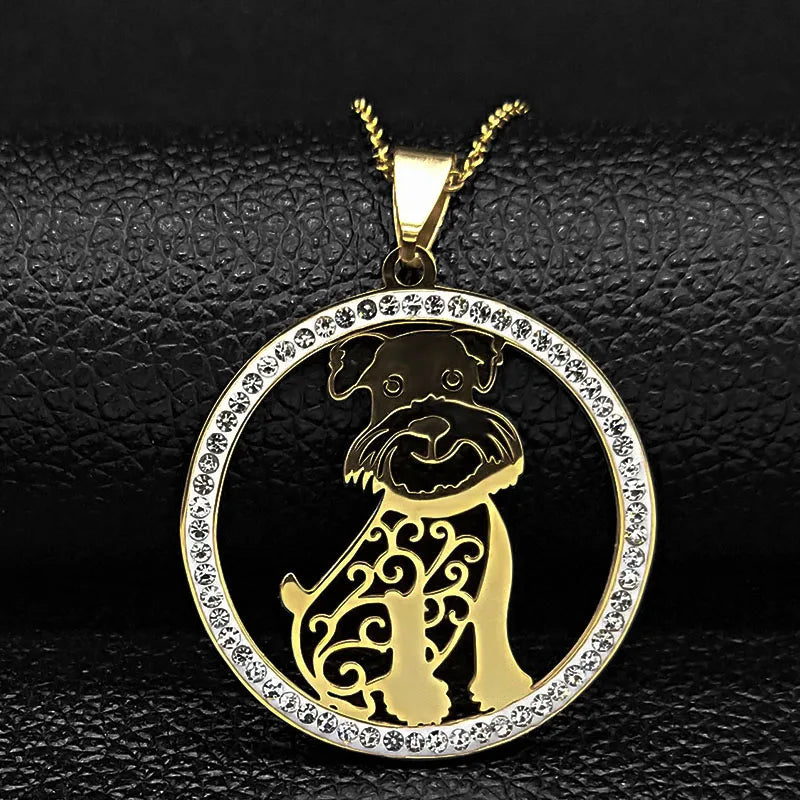 Iced Out Schnauzer Dog Pendant — Silver