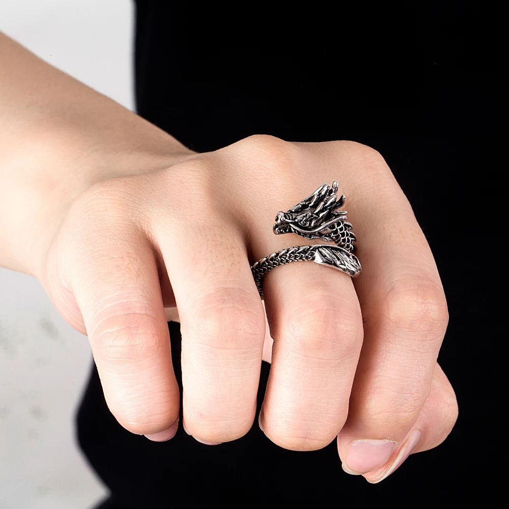 925 Silver Vintage Dragon Ring