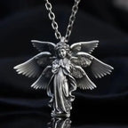 Delicate Antique Silver Color Seraph Prayer Good Luck Necklace Pendant Men Women Anniversary Amulet Jewelry Gift