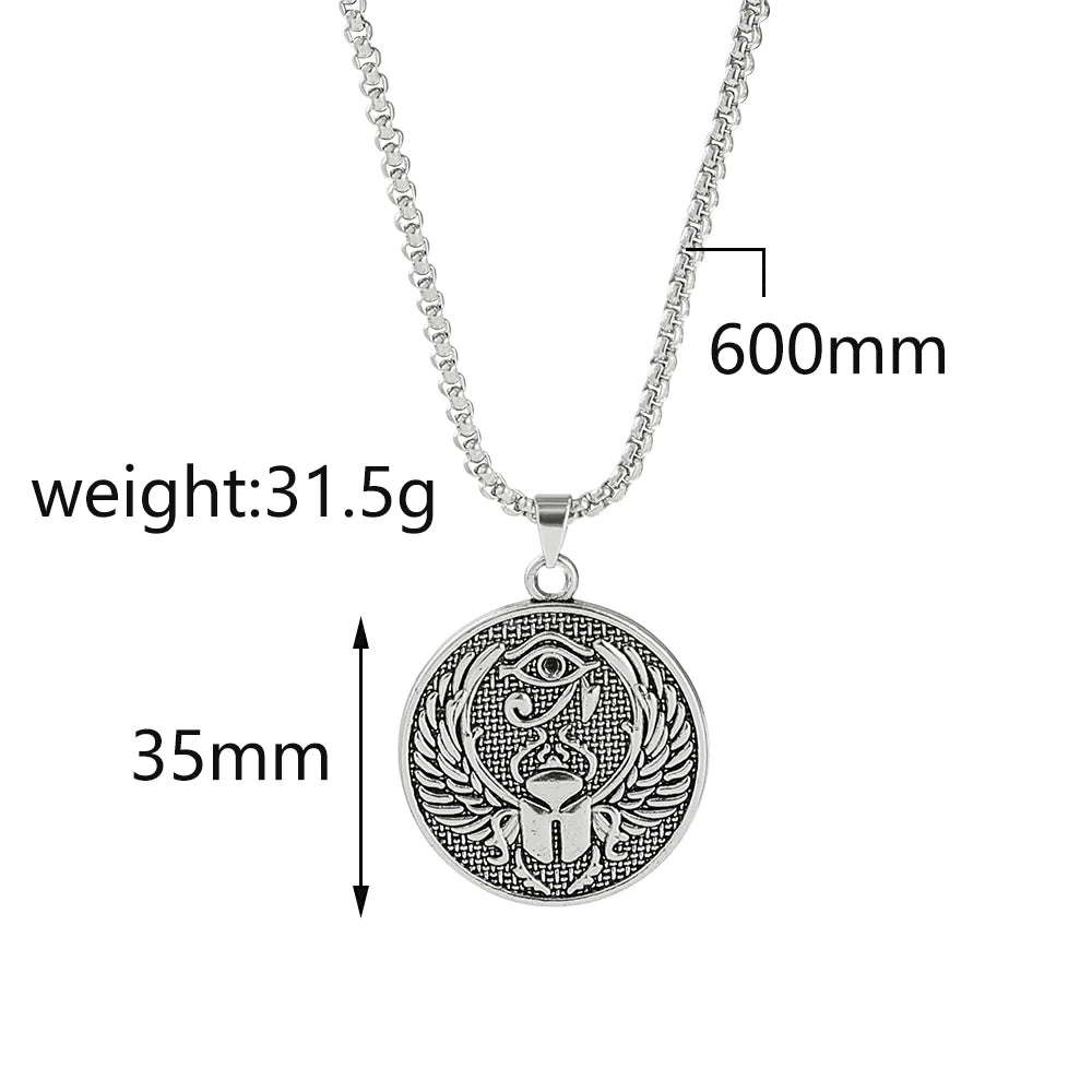 Ancient Egyptian Sun Eye of Horus Pendant Necklace for Men and Women Eagle-Headed God Omniscient Eye Amulet Jewelry Gift