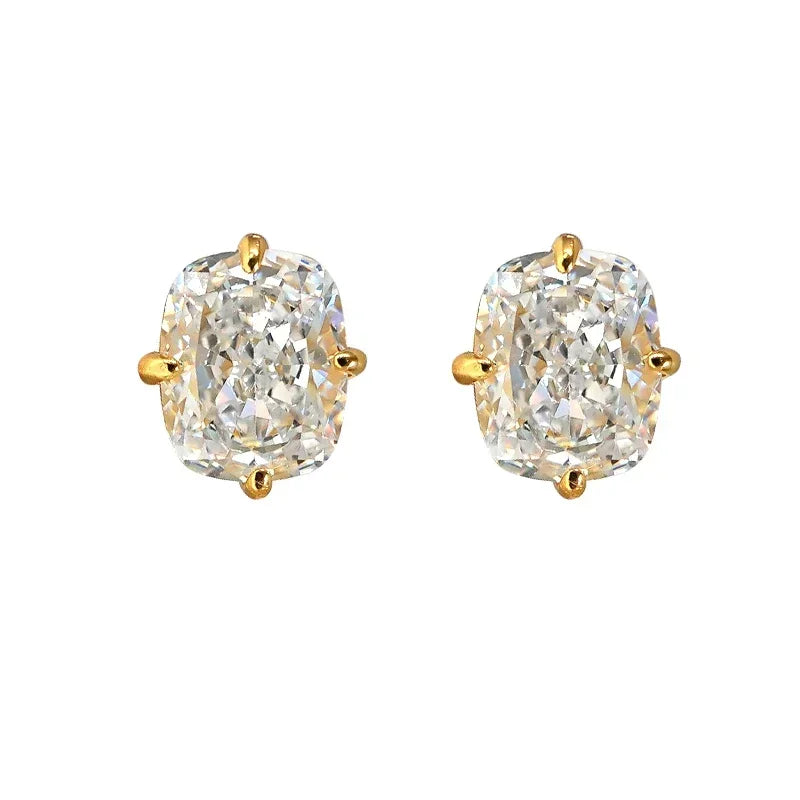 Fashion Classic Sparkling Synthetic Zirconia Stud Earrings for Unisex Luxury Minimalist Design Party Banquet Jewelry