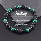 Classic Black Natural Labradorite Volcanic Stone Round Bead Bracelet Health Protection Wealth Luck Accessory Men 팔찌