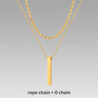 Vertical Bar Rope Cuban Chain Pendant — SS