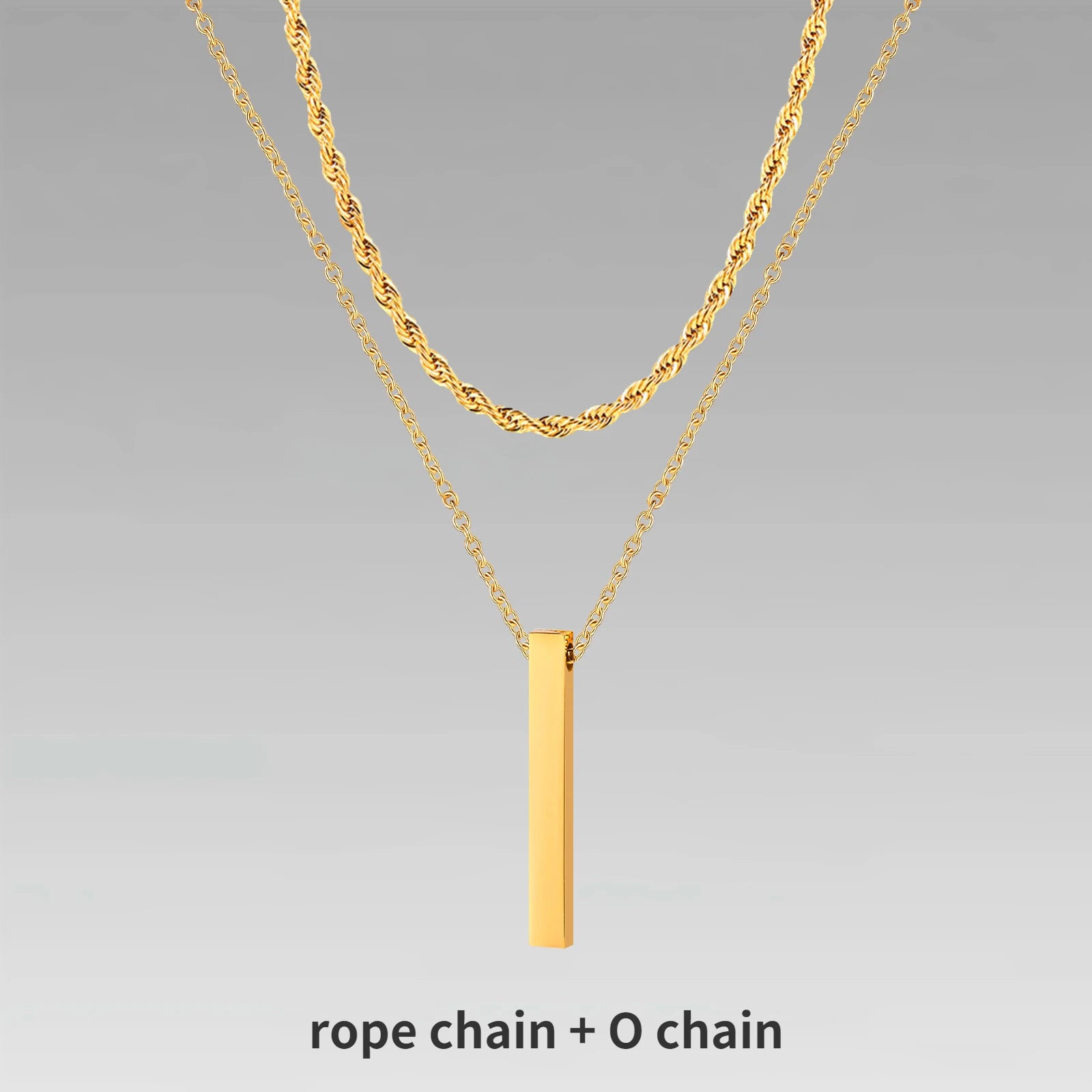 Vertical Bar Rope Cuban Chain Pendant — SS