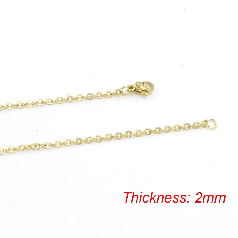 Fnixtar 10Pcs Chain Necklaces 40/45/50/55/60cm Stainless Steel Flat Cable Chain 1/1.5/2mm DIY Jewelry Accessories