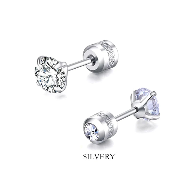 Double Side Zircon Stud Earrings — Stainless Steel