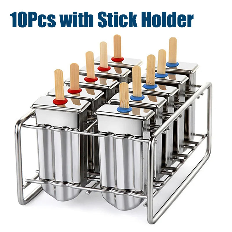 Stainless Steel Popsicle Mold Rack Ice Lolly Mold Frozen Lolly Popsicle Maker Homemade Ice Cream Mold with Popsicle
