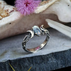 New Retro Ethnic Style Moonstone Ring for Woman Bohemian Retro Crescent Ring Simple Female Engagement Jewelry Wedding Wholesale